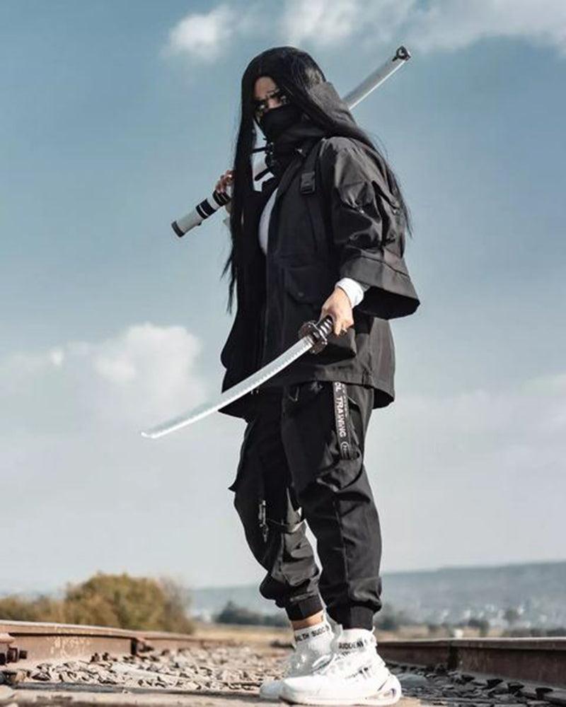 Techwear Futuristic Short Sleeve Hooded Jacket