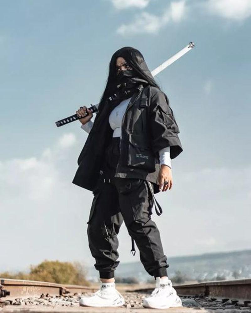 Techwear Futuristic Short Sleeve Hooded Jacket