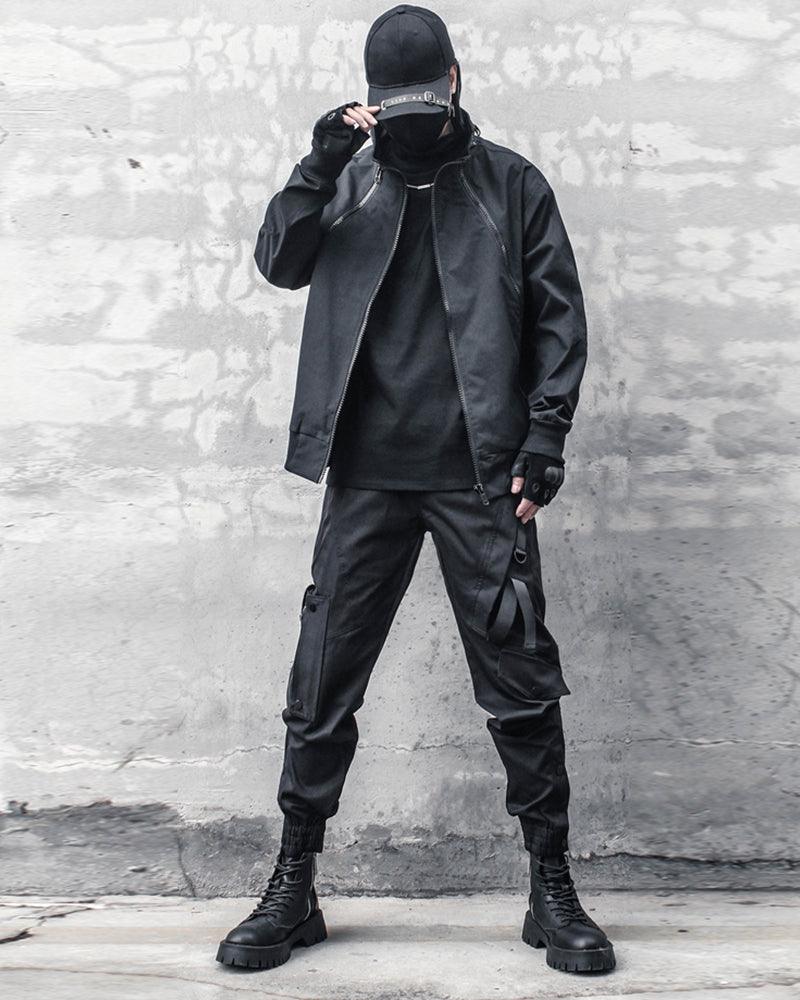 Ninja Techwear Black Slim Cargo Pants