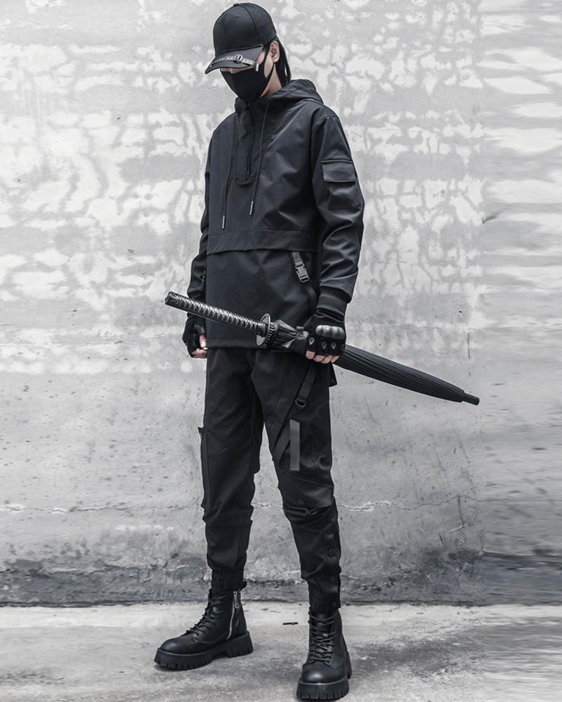Ninja Techwear Black Slim Cargo Pants