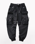 Functional Ribbon Pocket Black Cargo Pants