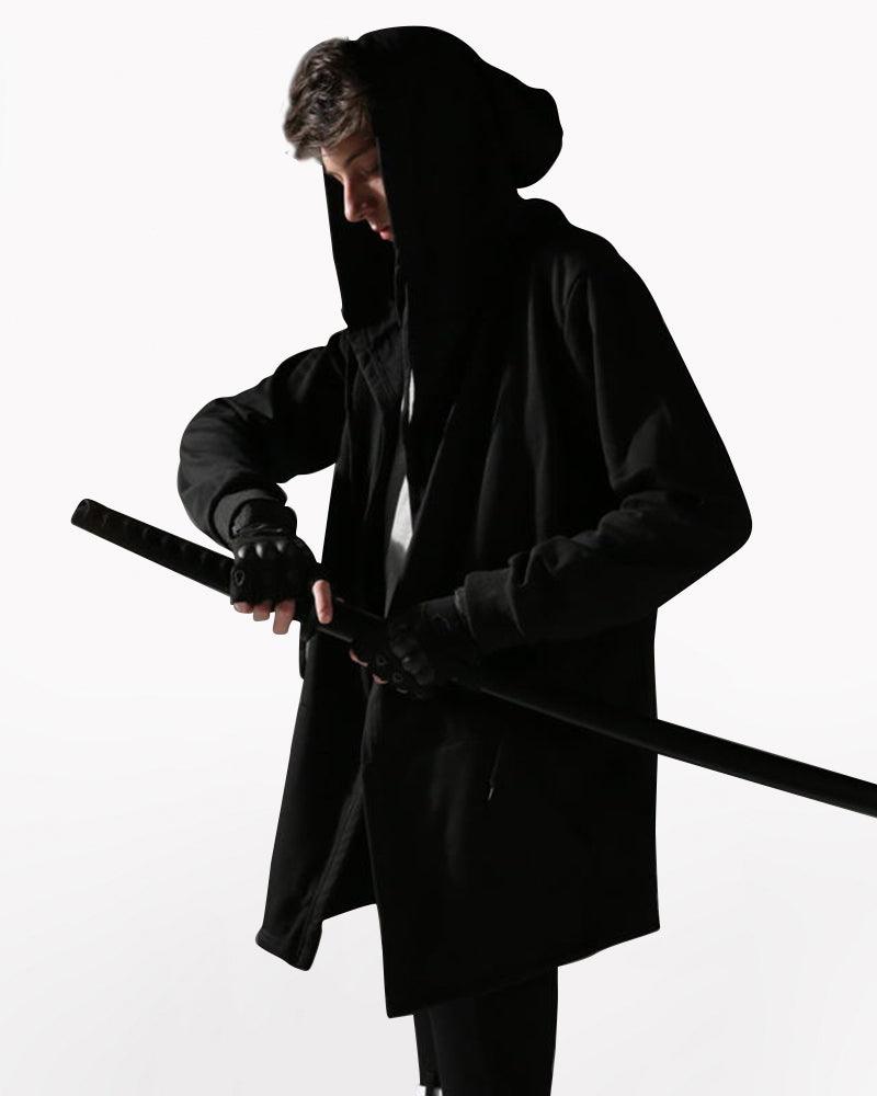 Ninja Costume Techwear Black Hooded Cloak