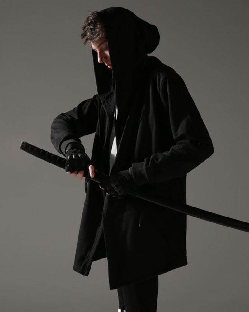 Ninja Costume Techwear Black Hooded Cloak