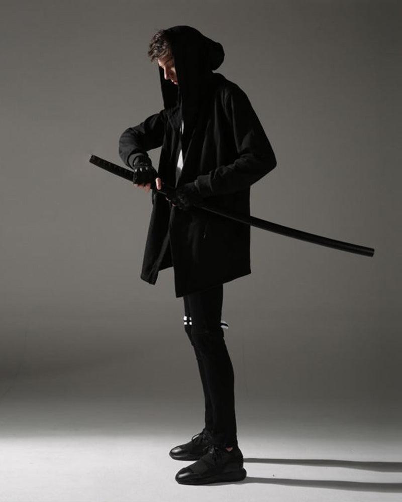 Ninja Costume Techwear Black Hooded Cloak
