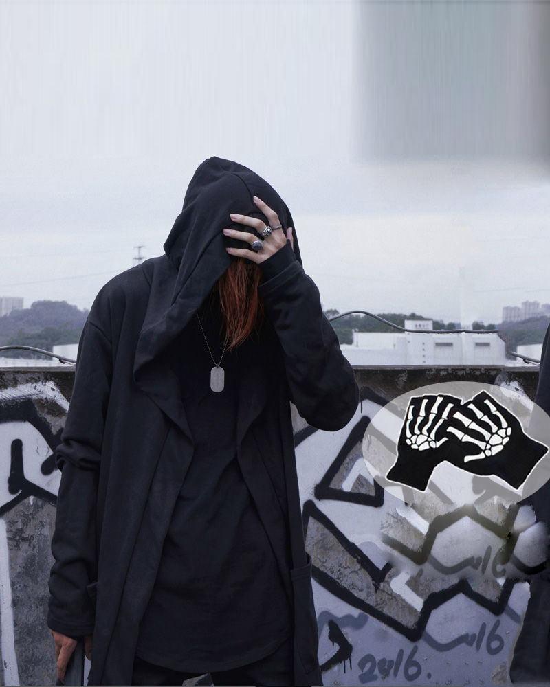 Ninja Costume Techwear Black Hooded Cloak