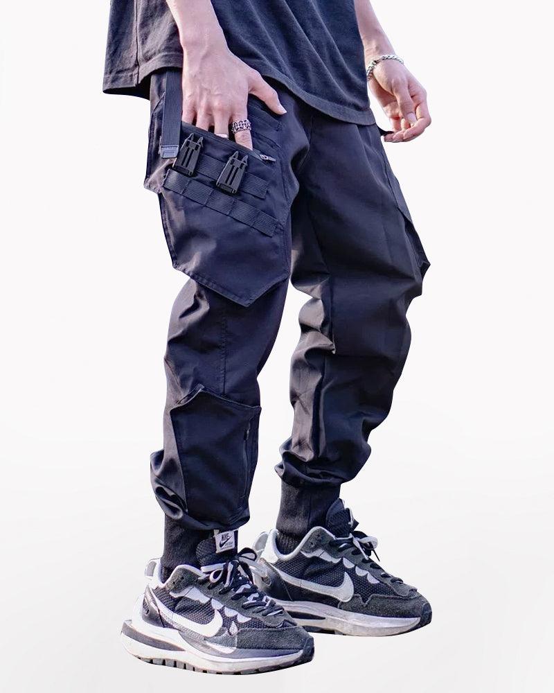 Techwear Airborne Multi-Pocket Black Cargo Pants