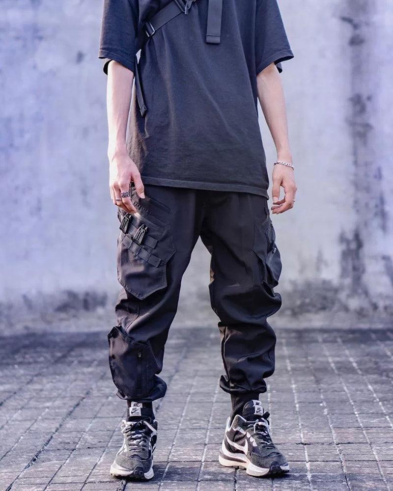 Techwear Airborne Multi-Pocket Black Cargo Pants