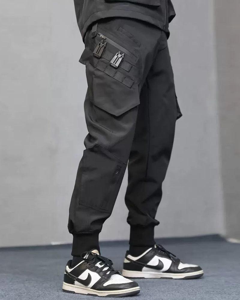 Techwear Airborne Multi-Pocket Black Cargo Pants