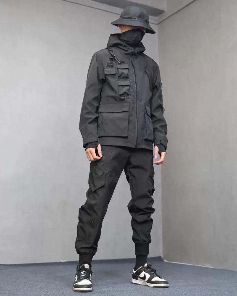 Techwear Airborne Multi-Pocket Black Cargo Pants