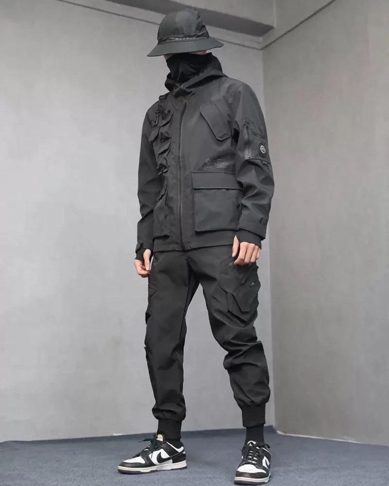 Techwear Airborne Multi-Pocket Black Cargo Pants