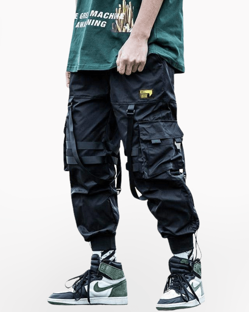 Techwear Street Style Black Cargo Jogger Pants