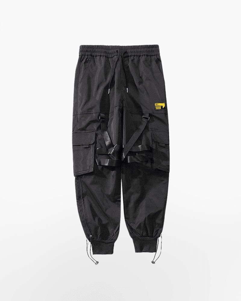 Techwear Street Style Black Cargo Jogger Pants