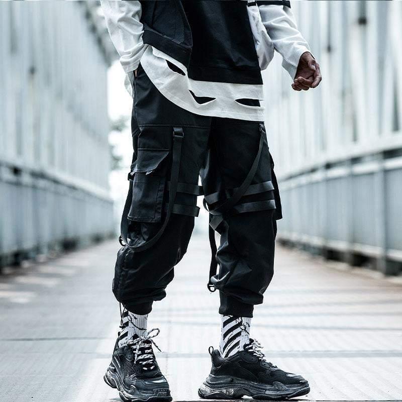 Techwear Street Style Black Cargo Jogger Pants