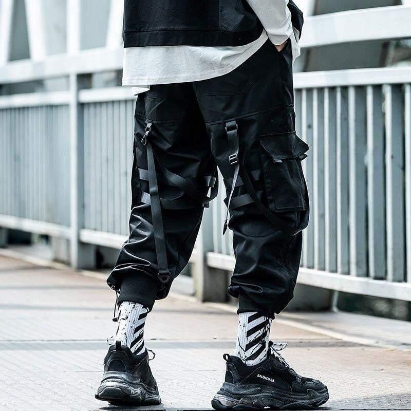 Techwear Street Style Black Cargo Jogger Pants