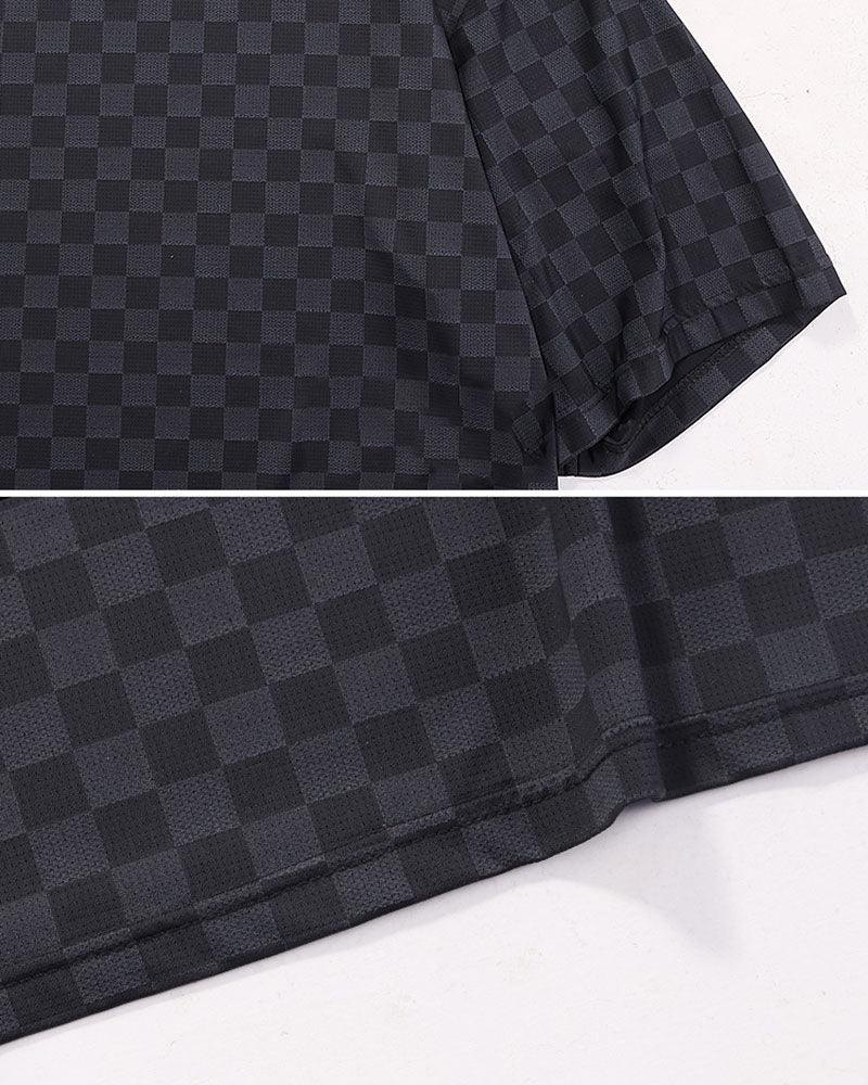 Oversize Summer Holidays Ice Silk Checkerboard T-Shirt