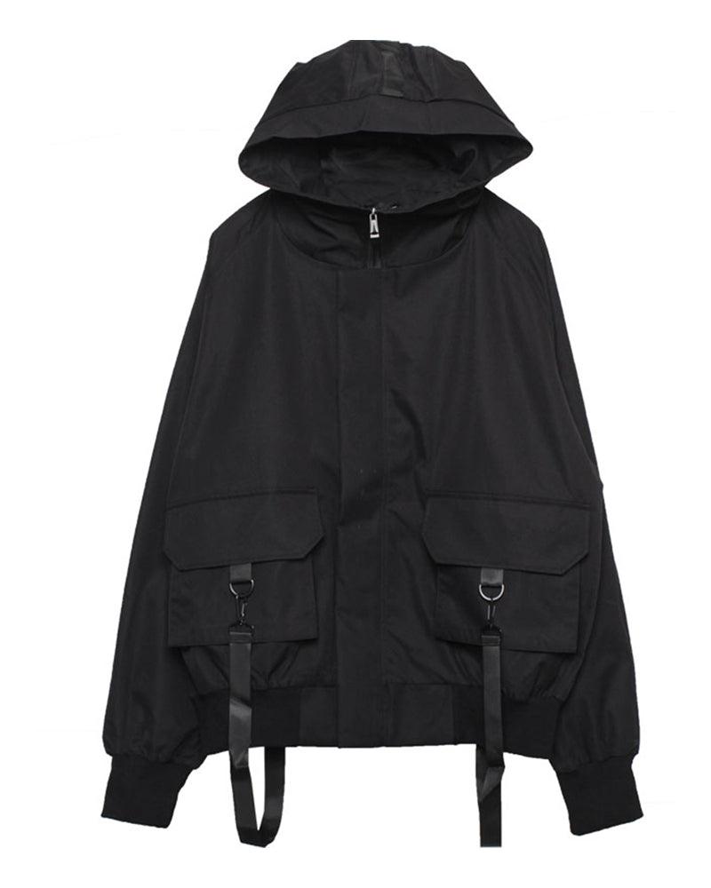 Techwear Outfits Ribbon Hooded Jacket