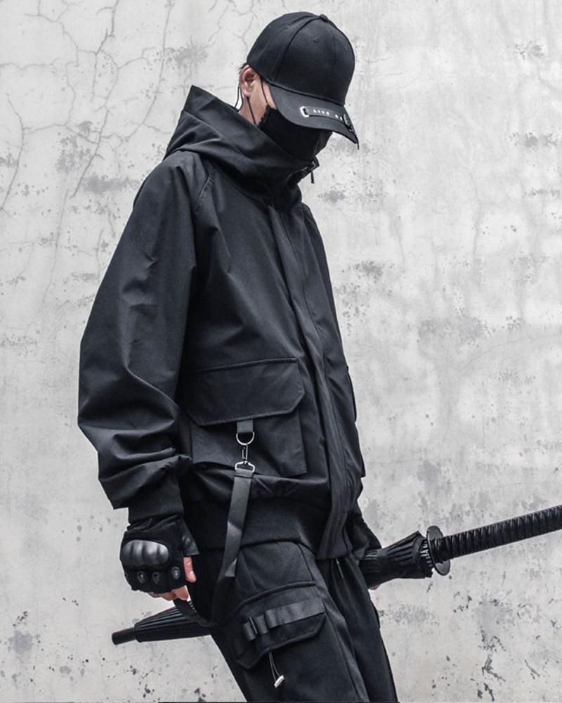 Techwear Outfits Ribbon Hooded Jacket