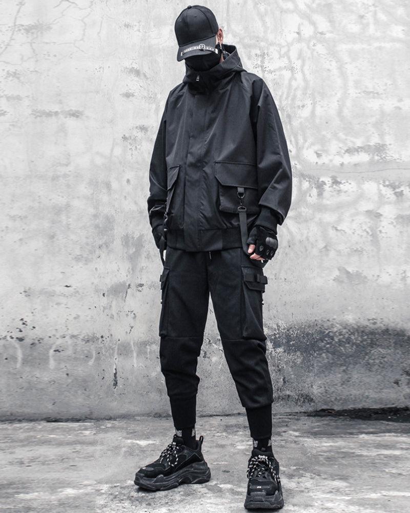 Techwear Outfits Ribbon Hooded Jacket