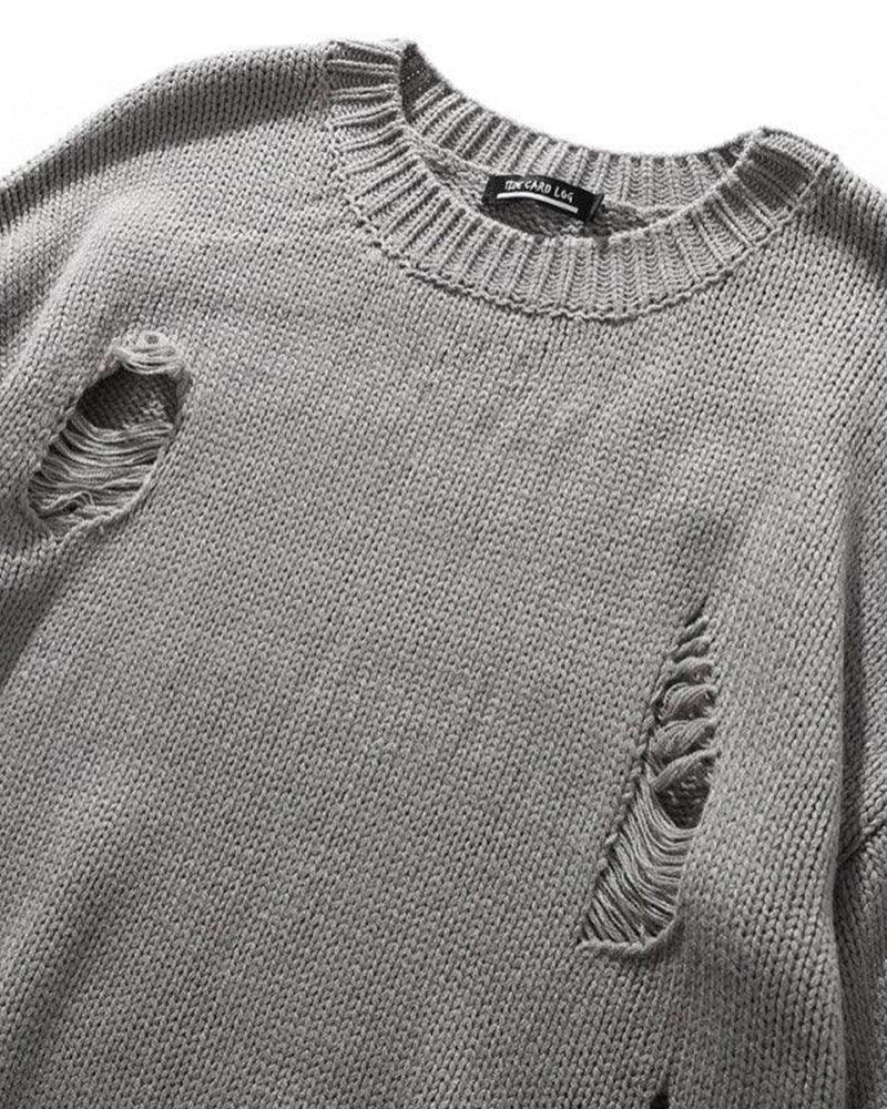 Streetwear Tattered Crewneck Sweater