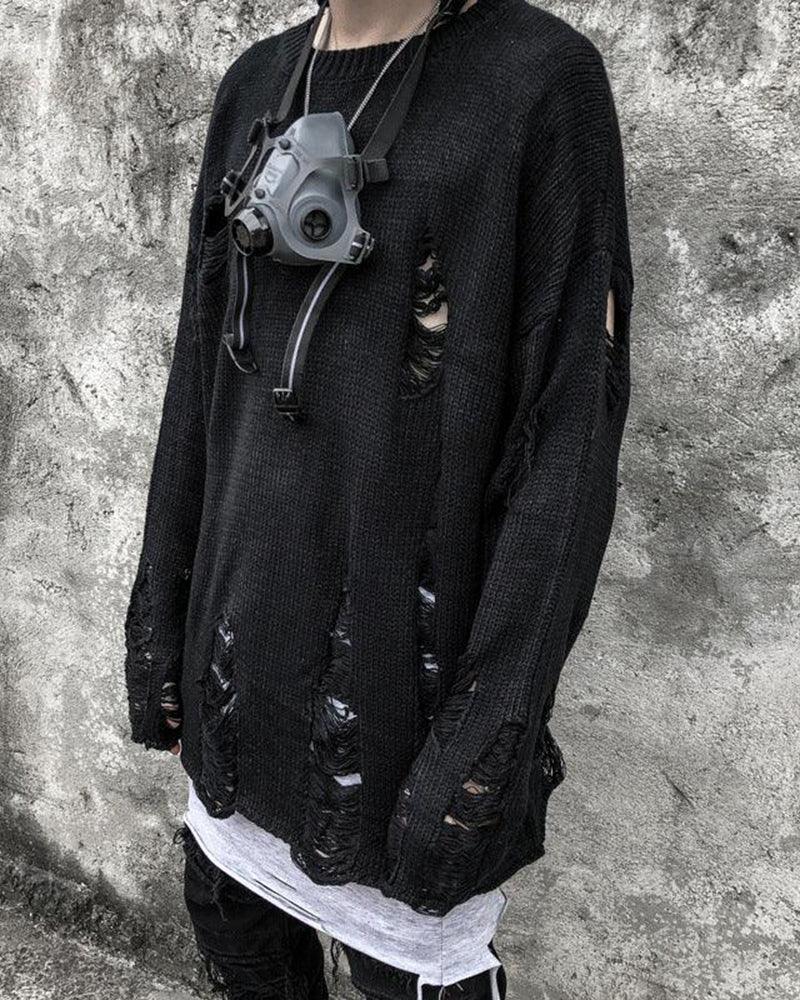 Streetwear Tattered Crewneck Sweater