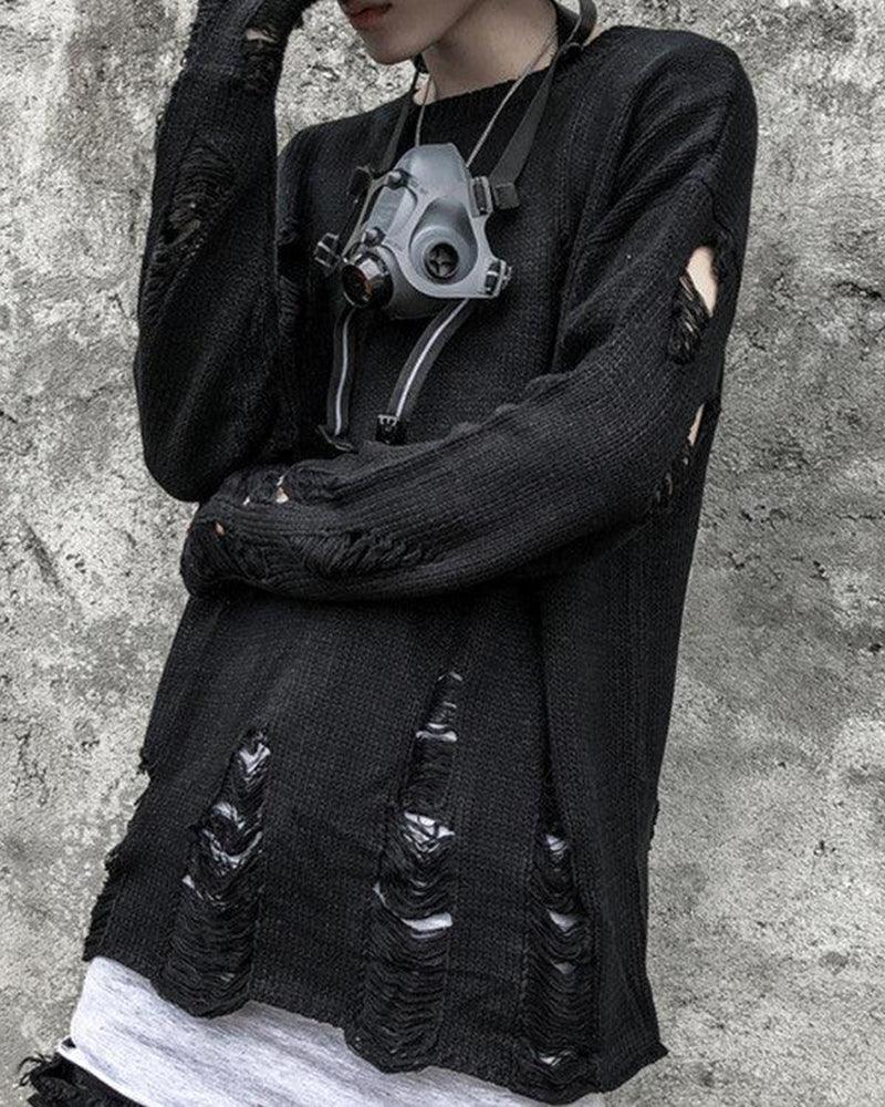 Streetwear Tattered Crewneck Sweater