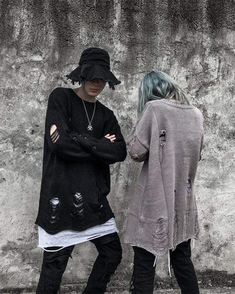Streetwear Tattered Crewneck Sweater