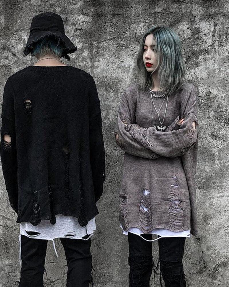 Streetwear Tattered Crewneck Sweater