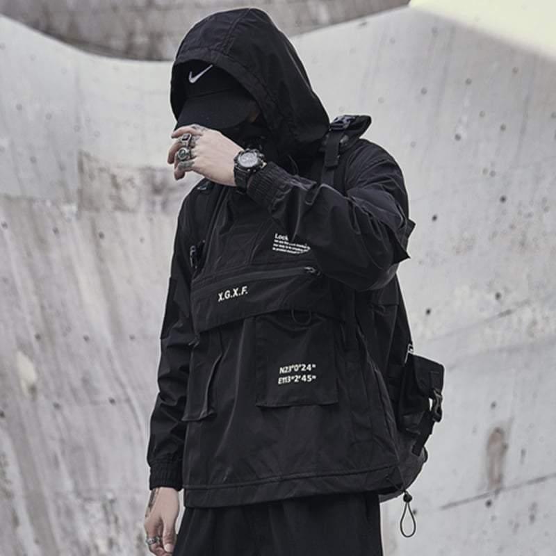Techwear Streetwear Big Pocket Hooded Jacket