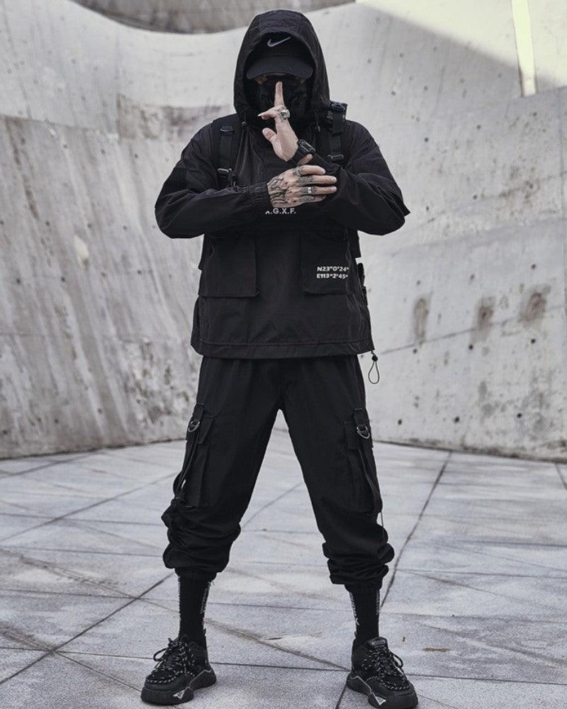 Techwear Streetwear Big Pocket Hooded Jacket